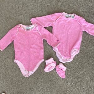 Light pink leopard baby guess onsie's and matching booties